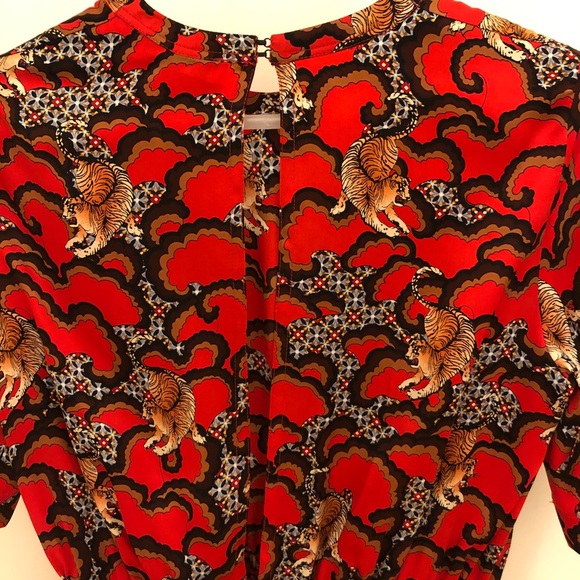 Rare Sandro Tiger Print Red Silk Dress Sz 1 - Picture 3 of 9